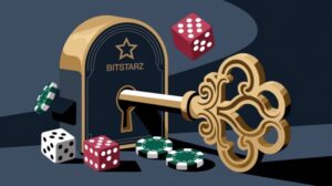 BitStarz lock and key with dice and poker chips