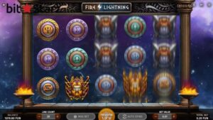 Fire & Lightning slot game spinning on BitStarz