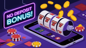 No deposit bonus slot machine on mobile screen