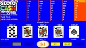 SlotoCash video poker royal flush win screen