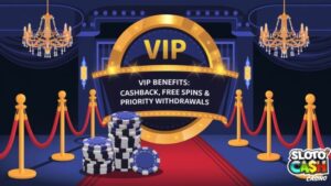 VIP casino perks with chips, chandeliers