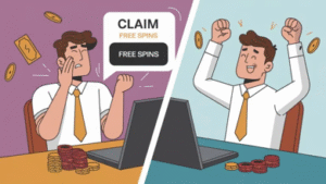 claims free spins and celebrates slot win online