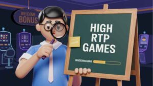 Cartoon man showing high RTP games