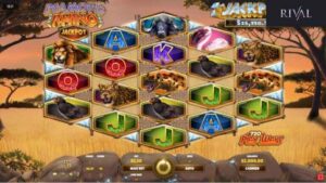 Diamond Rhino jackpot slot with safari theme reels