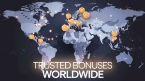 Global map showing trusted casino bonuses