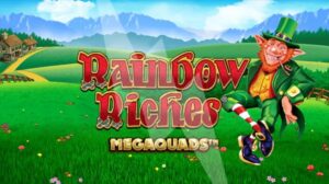 Rainbow Riches slot with leprechaun and fields