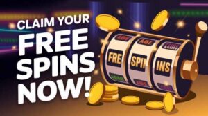 Slot machine showing 'Free Spins' with gold coins