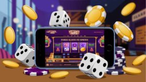 Uptown Aces mobile slot game with dice and chips