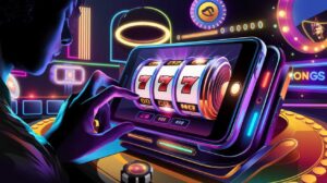 playing online slot game on mobile device