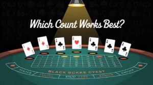 Blackjack table with cards comparing counting systems