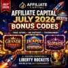 Affiliate Capital July 2026 Bonus Codes: Grande Vegas, Jackpot Capital & Slotastic Offers