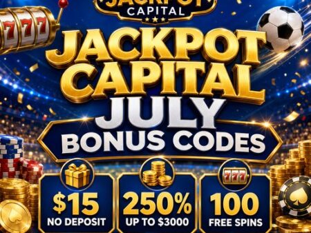 Jackpot Capital July Bonus Codes: $15 No Deposit & 100 Spins